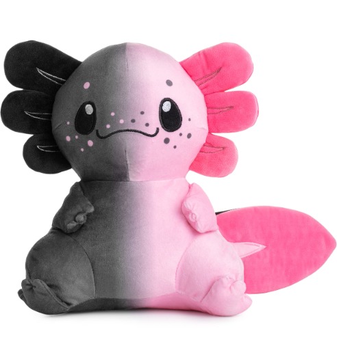 Axolotl Plüschtier Grau, Pink 25cm | Freckles der Harlekin Axolotl | Süßes Kuscheltier - Freckles der Harlekin Axolotl