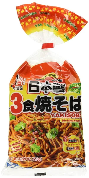 Yakisoba Weizennudeln, Bratnudeln, Nudeln zum Braten vorgekocht mit Gewürzmischung und Sauce 510g - 
