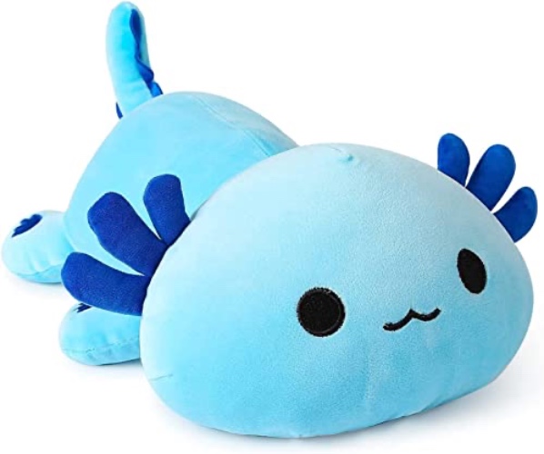 shownicer Plüschtier Axolotl Stofftier Kawaii Salamander Plüsch, Axolotl Kuscheltier Plüschkissen Spielzeug, Wurfkissen, Katze Plüsch Kissen, Schmusetier Geschenk Gefüllt für Kinder Mädchen Jungen - Blau# - 50cm