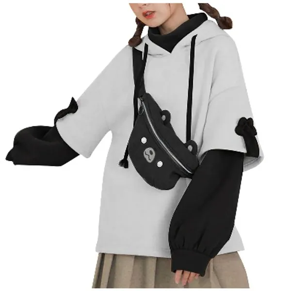 XYXZGM Harajuku Ästhetische Bär Anime Hoodie Frauen Koreanisch Kawaii Rundhalsausschnitt Streetwear Kpop Herbst Winter Kleidung Tops