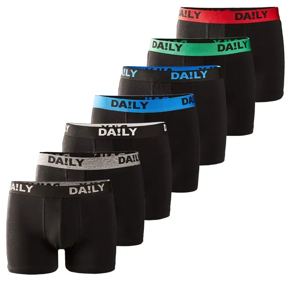 DA!LY UNDERWEAR Herren Boxershort Basic Boxer Retro Trunks 7er Pack Unterhosen Schwarz Waistband Bunt 95% Baumwolle Daily S M L XL XXL 3XL 4XL 5XL 6XL - 6XL Farbmix