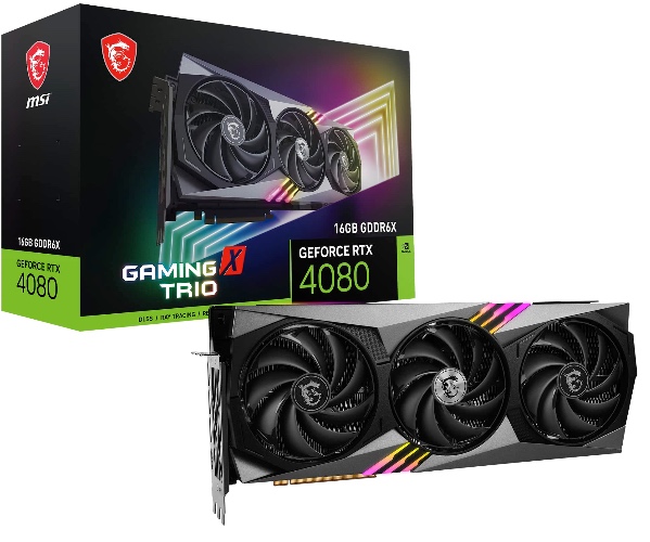 MSI GeForce RTX 4080 16GB Gaming X Trio Grafikkarte - NVIDIA RTX 4080, 16 GB GDDR6X Speicher - GeForce RTX 4080 Gaming X Trio (16 GB)