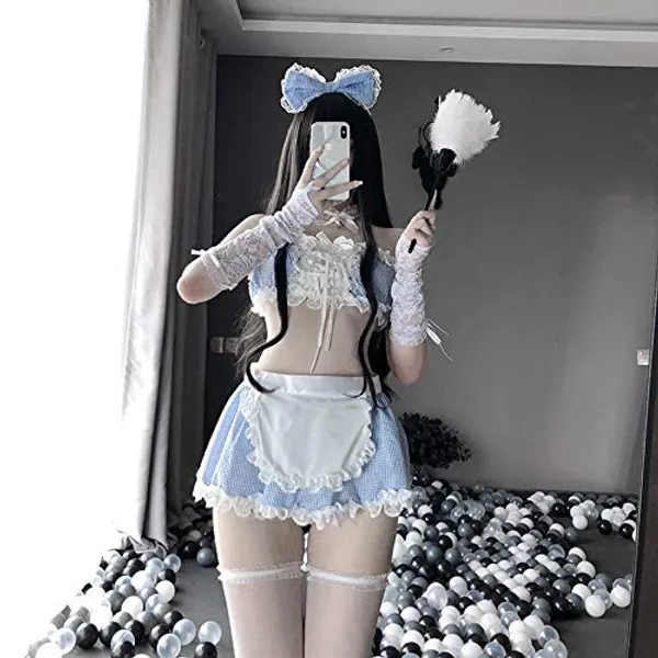 DSGTR Dessous Babydoll Pyjamas Spitze Pyjamas Unterwäsche Set sexy Unterwäsche Anime Cinderella Maid Cosplay Kostüm Kawaii