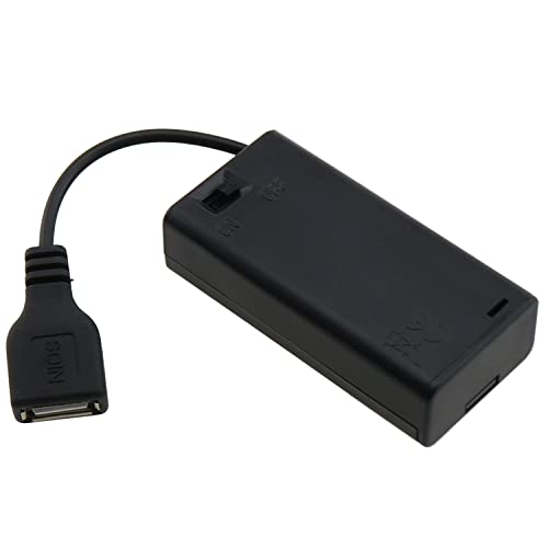 E-outstanding 2 AA Battery Holder USB Female Socket 2 AA Battery Cases Box with ON-Off Switch and Cover