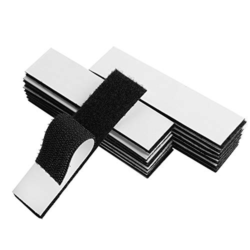 Melsan 1x4 inch Hook and Loop Strips with Adhesive - 15 Sets, Strong Back Adhesive Fasten Mounting Tape for Home or Office Use - Instead of Holes and Screws, Black - Black - 1 inch x 4 inch-15 Sets