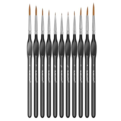 Detailing Paint Brush, 11 Pcs Miniature Paint Brushes with Triangular Handles, Art Paint Brushes for Acrylic Painting, Model, Face, Citadel, Figurine, Watercolor, Oil, Paint by Numbers Kit for Adults - Black