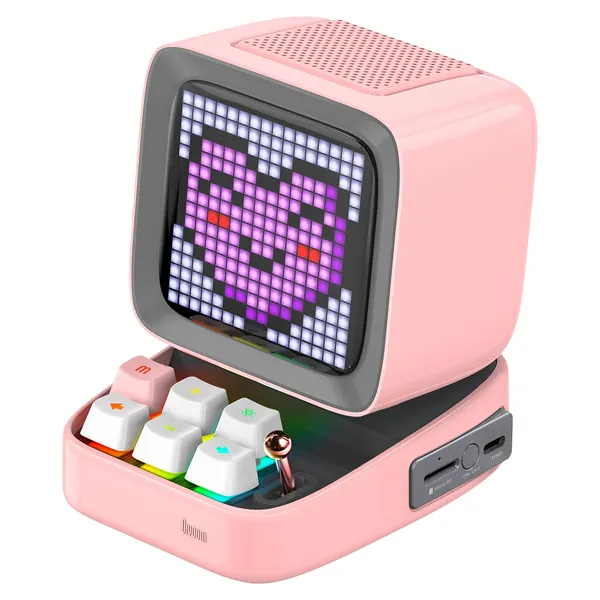 Divoom Ditoo Multifunctional Pixel Art LED Tragbarer Bluetooth Lautsprecher, 256 Programmierbares LED Panel mit Party Licht, Smart Digital Tischuhr, Gaming Musikbox unterstützt TF Karte & Radio