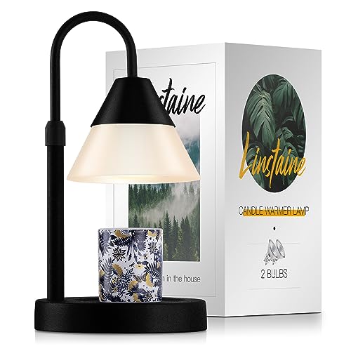 Dimmable Candle Warmer Lamp, Candle Melter with Adjustable Height & Heat, Electric Metal Top-Down Light Heat Melting Wax Fits Large Jar, Scented Candle Holder for Christmas Gift, Black - Black