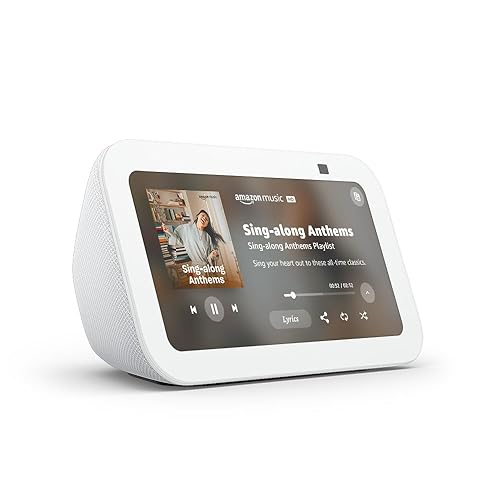 Amazon Echo Show 5 (newest model), Smart display with 2x the bass and clearer sound, Glacier White - Glacier White - Device only