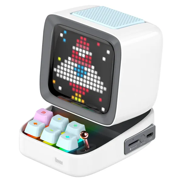 Divoom Ditoo Plus Retro Pixel Art Game Bluetooth Speaker with 16X16 LED App Controlled Front Screen | white / US