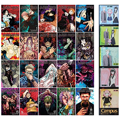 Jujutsu Kaisen Series (Vol 0-19) 20 Books Collection Set By Gege Akutami Plus 5 Kokuyo Campus Notebooks of Spy x Family Limited Edition