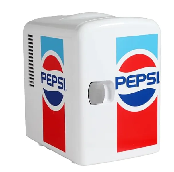 CURTIS MIS138PEP Pepsi Retro Logo, Mini Portable Compact Personal Fridge Cooler, 4 Liter Capacity Chills Six 12 oz Cans, 100% Freon-Free & Eco Friendly, White, 6 - White - Cooler