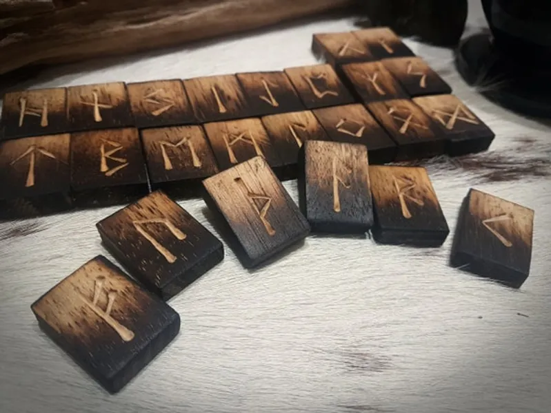 Oak Wood Rune Set  Norse Elder Futhark  Handmade Wooden | Etsy