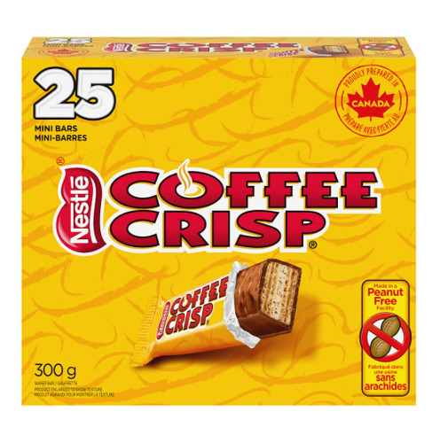 Coffee Crisp NESTLÉ Mini COFFEE CRISP Chocolate Bars, 25pcs, 300g {Made in Canada} - 