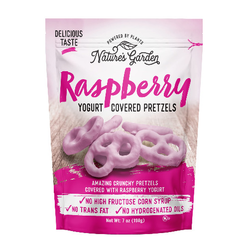 Nature's Garden Raspberry Yogurt Covered Pretzels – No Trans Fat, Indulgent Snack, Flavored Pretzels – 7 Oz Bag (Pack of 1)