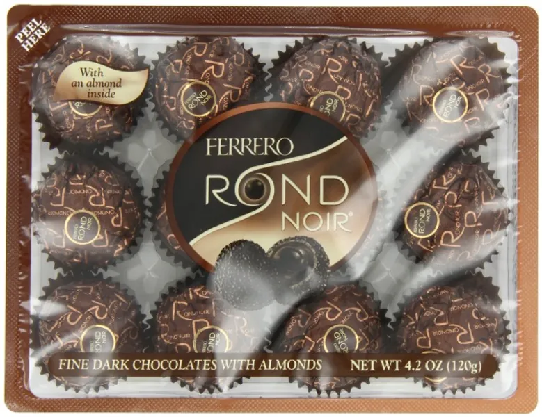 Ferrero Rondnoir Dark Chocolates w/ Almonds, 12 Piece - 