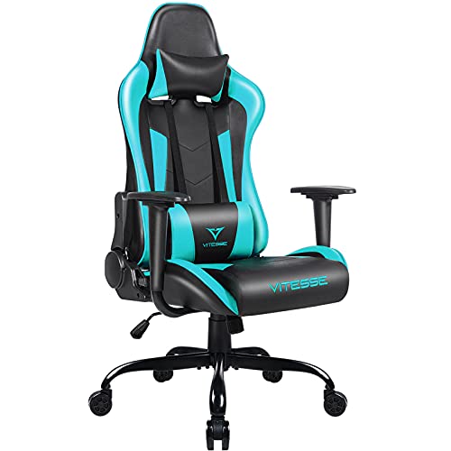 PUKAMI Gaming Chair Girl Gamer Chair Gaming Chair for Teens Ergonomic Racing Chair High Back with Height Adjustable Computer Desk Chair with Comfortable Lumbar Support and Headrest(Teal) - Teal