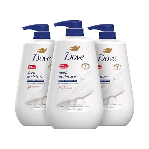 Dove Body Wash with Pump Deep Moisture For Dry Skin Moisturizing Skin Cleanser with 24hr Renewing MicroMoisture Nourishes The Driest Skin, 30.6 Fl Oz (Pack of 3) - Fragranced - 30.6 Fl Oz (Pack of 3)