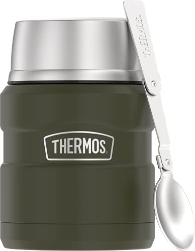 THERMOS Stainless King Vacuum-Insulated Food Jar with Spoon, 16 Ounce, Midnight Blue - Army Green - Jar