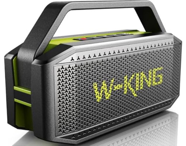 W-KING Portable Loud Bluetooth Speakers with Subwoofer, 60W(80W Peak) Outdoor Speakers Bluetooth Wireless Waterproof Speaker, Deep Bass/V5.0/40H Play/Power Bank/TF Card/AUX/EQ, Large for Party (Green)