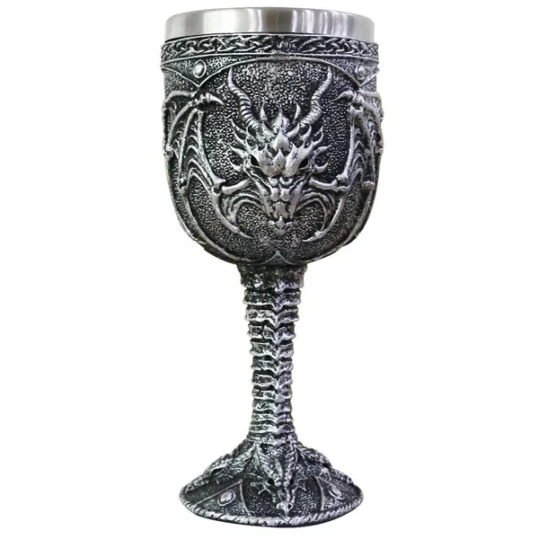 Medieval Roaring Dragon Wine Goblet - Dungeons and Dragons Fantasy Chalice Cup - Ideal Novelty Gothic Father Day Gift Party Idea Drinking Cup - 