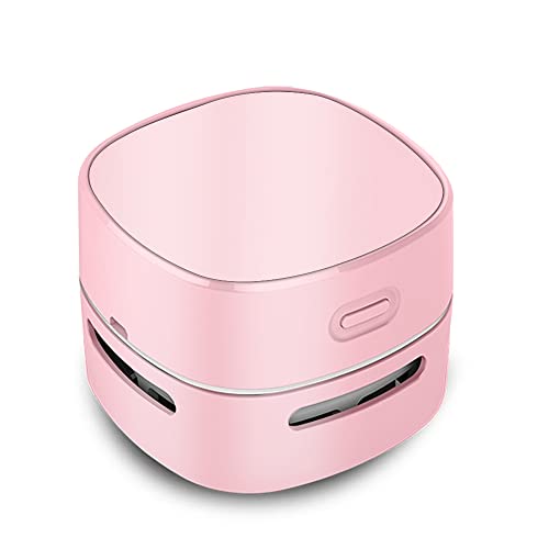 ODISTAR Desktop Vacuum Cleaner, Mini Table dust Sweeper Energy Saving,High Endurance up to 400 mins,360º Rotatable Design for Keyboard/Home/School/Office (Pink Charging) - Pink - USB Rechargeable