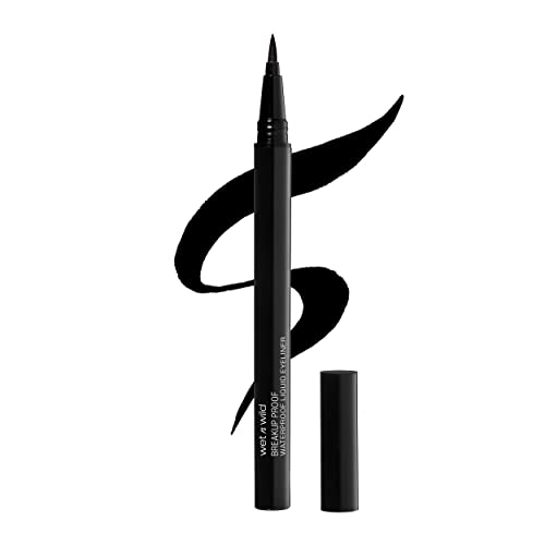 Wet n Wild Mega Last Breakup Proof Liquid Waterproof Eyeliner Brush Tip Pen | Quick Drying | Smudge Resistant| Long Lasting 16 Hour Wear| Precise Ultra Fine | Black - Ultra Black