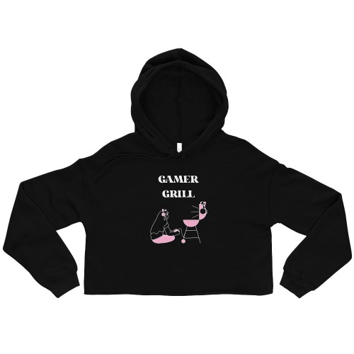Gamer Grill | Crop Hoodie | Feminist Gamer - Black / 2XL