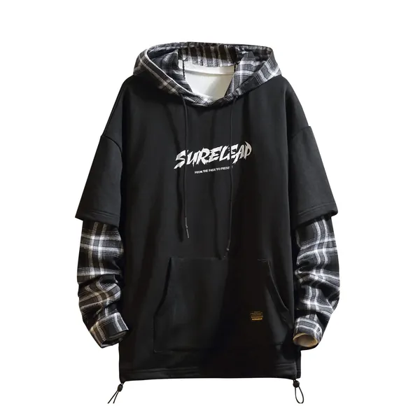 Patchwork Hoodies Men Letter Print Streetwear Hoodie Men Sweatshirt