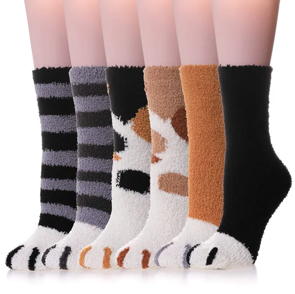 Womens Fuzzy Slipper Socks Animal Soft Warm Cute Microfiber Cozy Fluffy Winter Christmas Socks