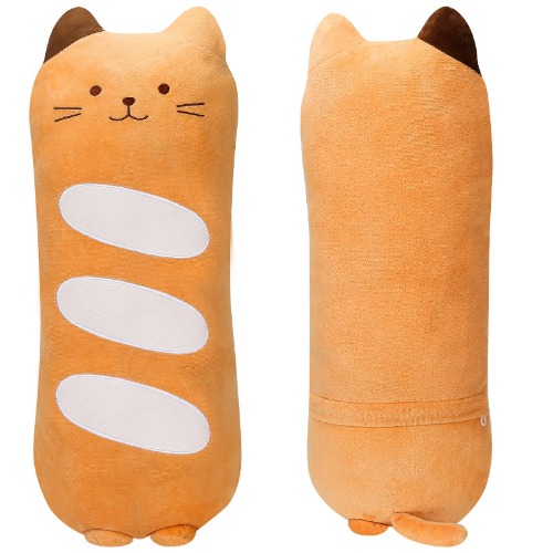 Domeilleur Long Cat Plush, 80cm Cute Plush Bread Cat Pillow, Sleeping Hugging Doll Body Cat Pillow Soft Stuffed Doll Toy Gift for Girlfriend Children Adult Skin-friendly Cushion Cuddle Pillow