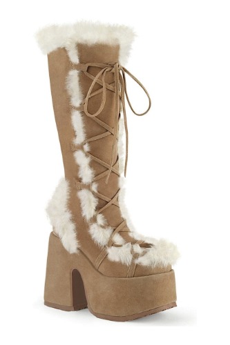 CAMEL-311 Brown Vegan Leather Knee Boot | Brown / 9 / Vegan Leather