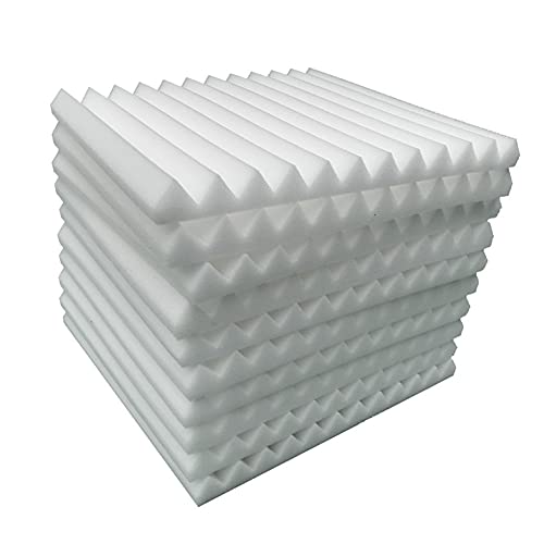 12 Pcs Sound Proofing Panels Acoustic Foam Panels - 12" X 12" X 1" Soundproofing Studio Foam Panels For Studio KTV Soundproof Treatment Paint Pads Fireproof Paper Wall Sticker White - White