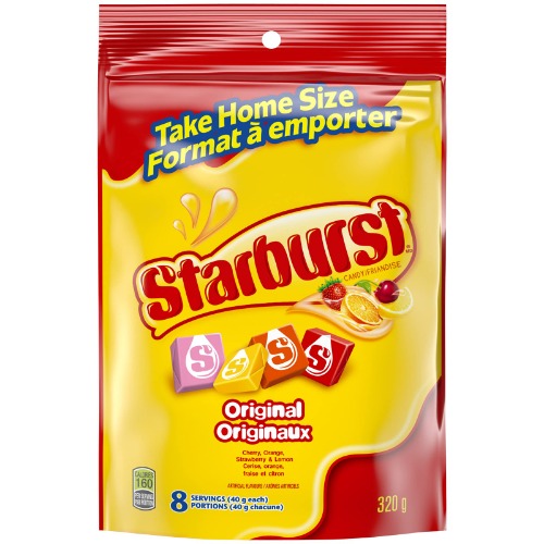 Starburst-Original-Fruit-Chews-Candy-Stand-Up-Pouch-320g/11.28oz-Imported-from-Canada - 