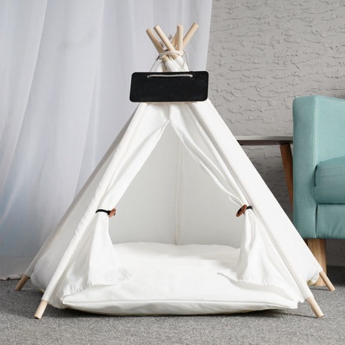 Lightweight Breathable Removable Five-Pointed Star Pet Teepee Tent | White