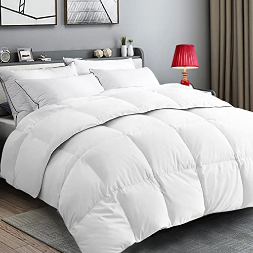 All Season Comforter Queen Size White Cooling Comforter for Night Sweats,Down Alternative Comforter,Duvet Insert with 8 Corner Tabs, Winter Warm quilts Hotel Collection Reversible Fluffy Hypoallergenic - White - Queen(88"x88")