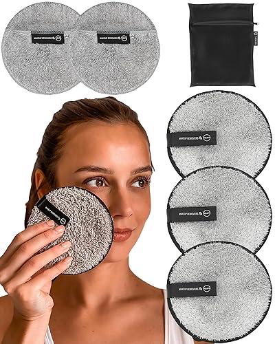 Reusable Eye Makeup Remover Pads Set -Ogato- Just Use Water- XL Reusable Face Pads - Eco Friendly - FREE Laundry Bag - Makeup Remover Cloth For All Skin Types -UK Brand - 6 Pack - Make up Set