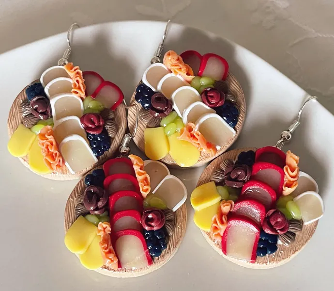 Charcuterie Board Handmade Earrings, Fun Earrings, Cute Earrings, Weird Earrings, 25th Birthday Gifts, Holiday Earrings, Foodie Gifts