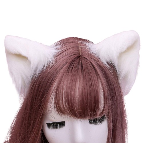 Furry Animal Ears Hair Clip (white)