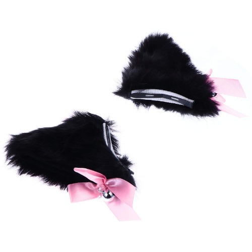 Cat Ear Hair Clips (black and pink)