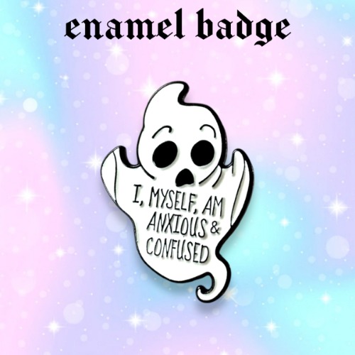 Anxious Ghost enamel pin badge, anxiety, Strange Dollz Boudoir