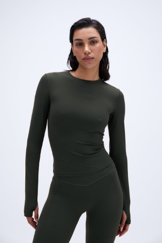 Ultimate Long Sleeve Longline Top - Dark Olive | M