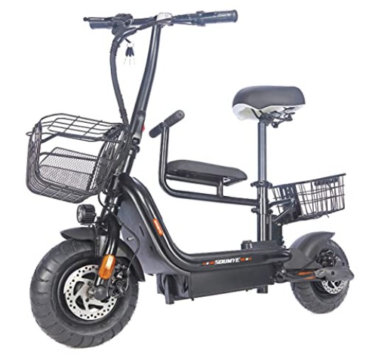 Soumye 48V 500W 13AH Folding Electric Scooters E-Scooter 10" Fat Tire Lithium-ion Battery e-Bike Electric Bicycle for Adult