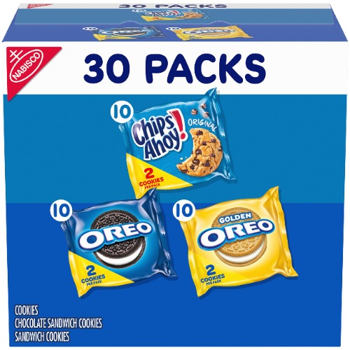 Nabisco Sweet Treats Cookie Variety Pack OREO, OREO Golden & CHIPS AHOY, 30 Snack Packs (2 Cookies Per Pack) - 