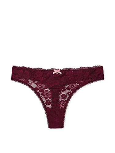 Victoria's Secret Lace Thong Panty, Body by Victoria, Underwear for Women (XS-XXL) -  - Kir Burgundy