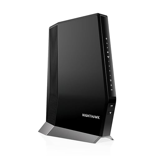 NETGEAR Nighthawk Cable Modem with Built-in WiFi 6 Router (CAX80) - Compatible All Major Providers incl. Xfinity, Spectrum, Cox | Plans Up to 6Gbps AX6000 speed DOCSIS 3.1, Black - 6.0Gbps, DOCSIS 3.1, WiFi 6