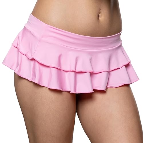 Pin Up Doll Mini Skirt, Pleated, Low Rise, Mini Skirts for Women, Available in Plaid, Neon and Plus Sizes, Small Through XXL - X-Large Short - Pink