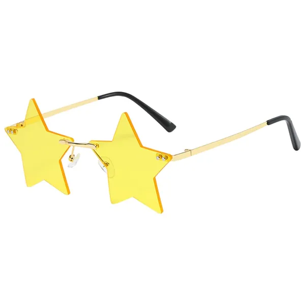 Rimless Star shape Sunglasses for Women Trendy Personality Pentagram Transparent Shades Sunglasses Party Glasses - A2:yellow