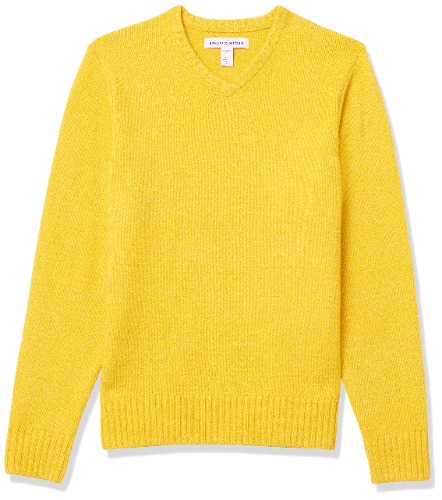 Amazon Essentials Men's Long-Sleeve Soft Touch V-Neck Sweater - Large Yellow