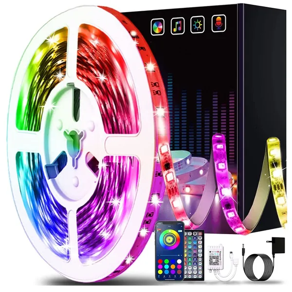 50ft Led Lights for Bedroom, Keepsmile APP Control Music Sync Color Changing Led Light Strips Led Strip Lights with Remote for Room Home Decoration - 50ft